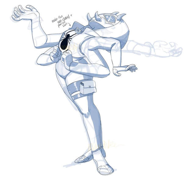 Spidersona character design sketch.