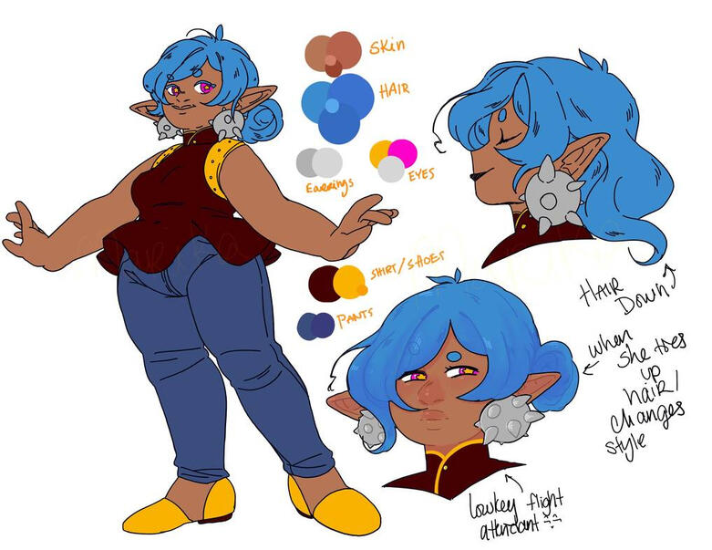 Civalia main character reference sheet.